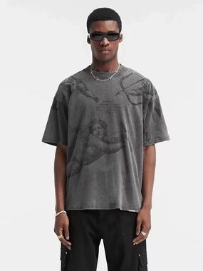 Represent Vintage Wash Grey Short Sleeve Graphic Tee